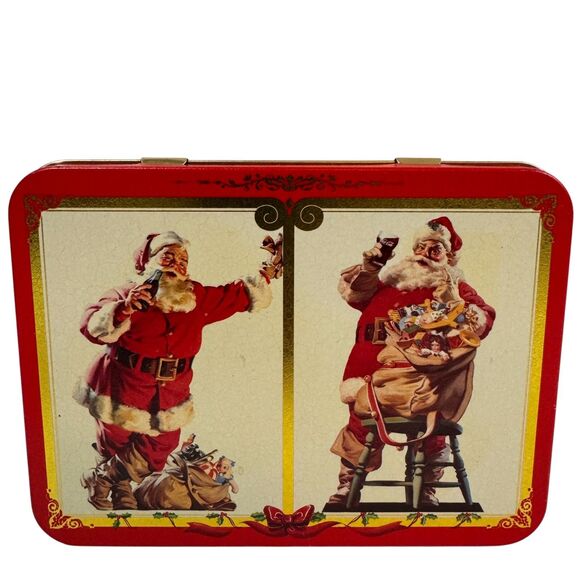 Vintage 1994 Coca Cola Coke Santa Tin Playing Cards Santa - 2 Complete Decks - Picture 9 of 10